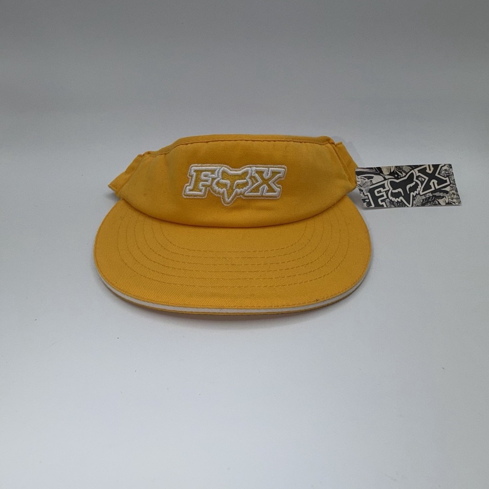 VTG 90's/ Y2K Fox Racing Motocross Cap Hat Visor Adjustable Strap Yellow White